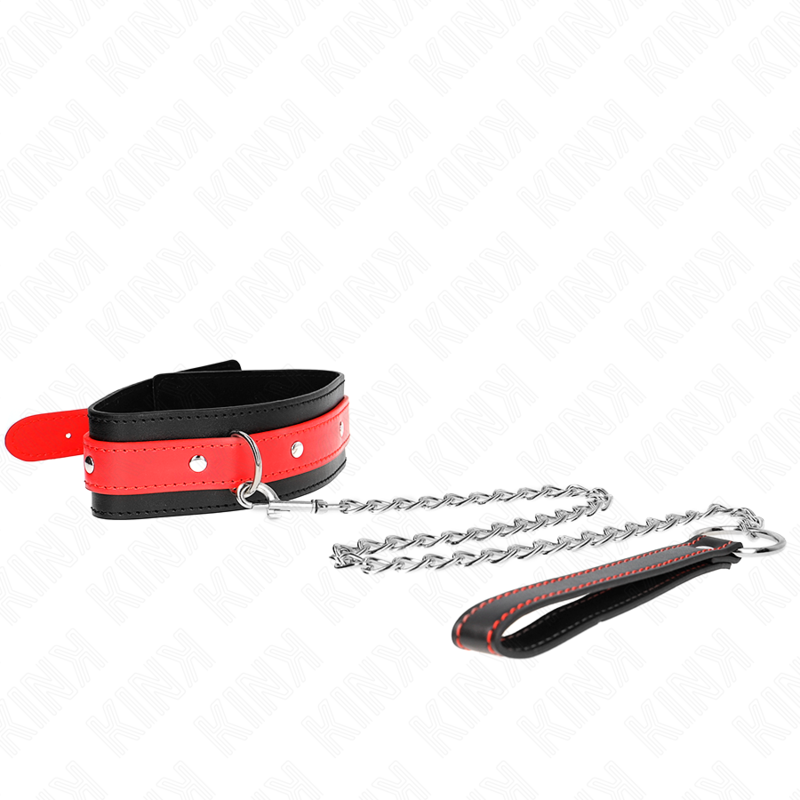 Kink Collar & Gag Kink - Necklace With Red Strap 65 Cm Ajustable 36-43 Cm X 5 Cm