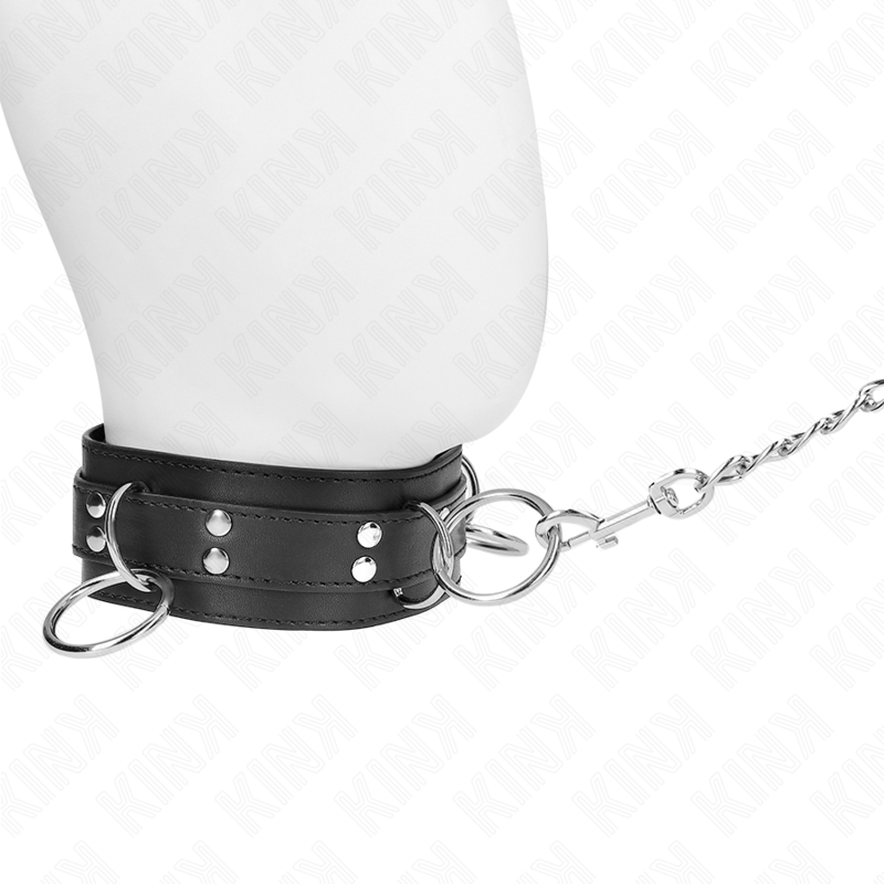 Kink Collar & Gag Kink - 3 Ring Slavery Necklace With Strap 80 Cm 53 X 5 Cm