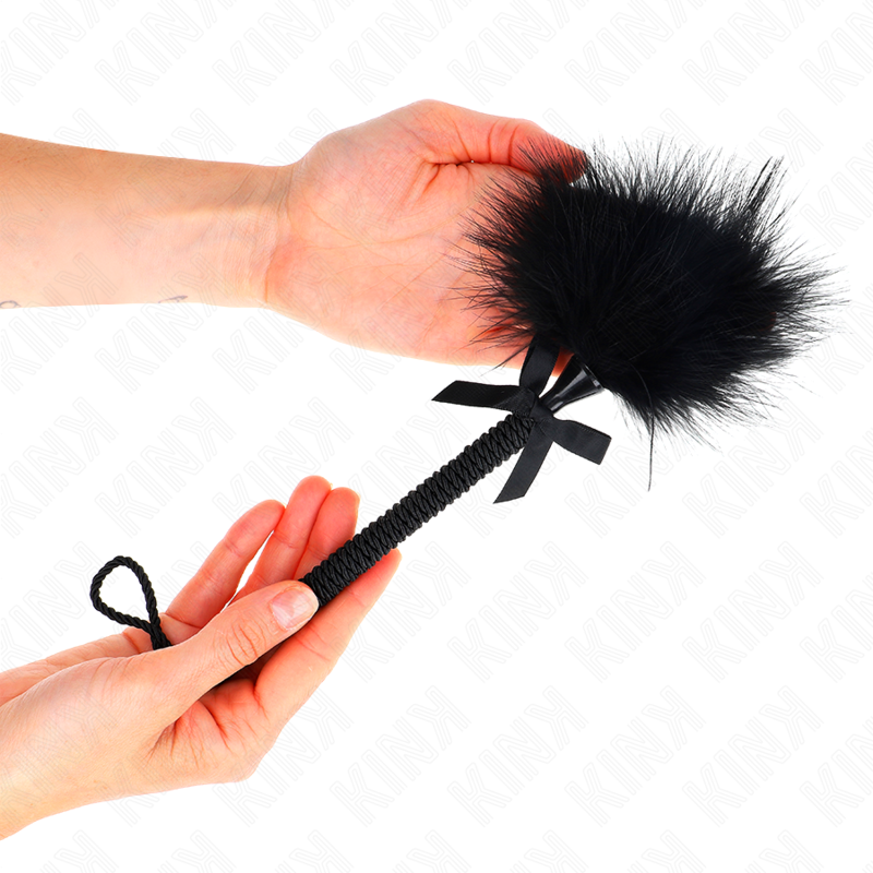 Kink Impact & Touch Kink - Nylon Rope Wand With Tickle Feathers And Black Bow 25 Cm