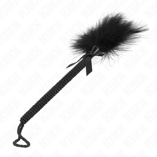 Kink Impact & Touch Kink - Nylon Rope Wand With Tickle Feathers And Black Bow 25 Cm