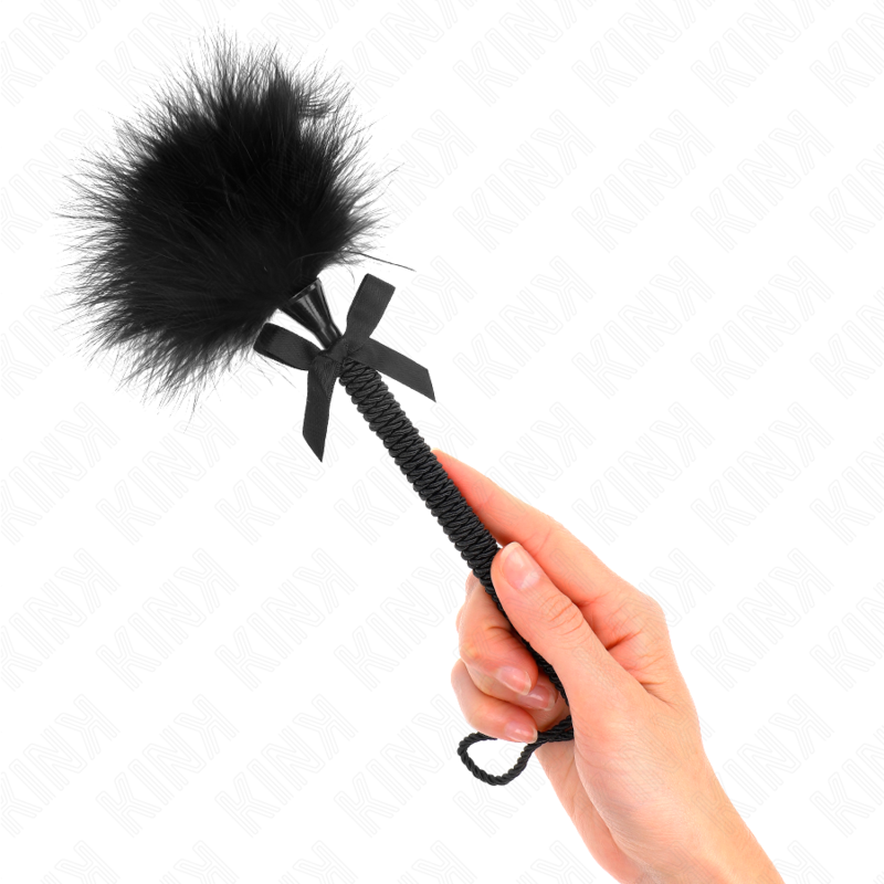 Kink Impact & Touch Kink - Nylon Rope Wand With Tickle Feathers And Black Bow 25 Cm