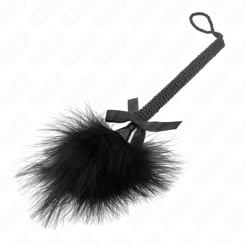 Kink Impact & Touch Kink - Nylon Rope Wand With Tickle Feathers And Black Bow 25 Cm