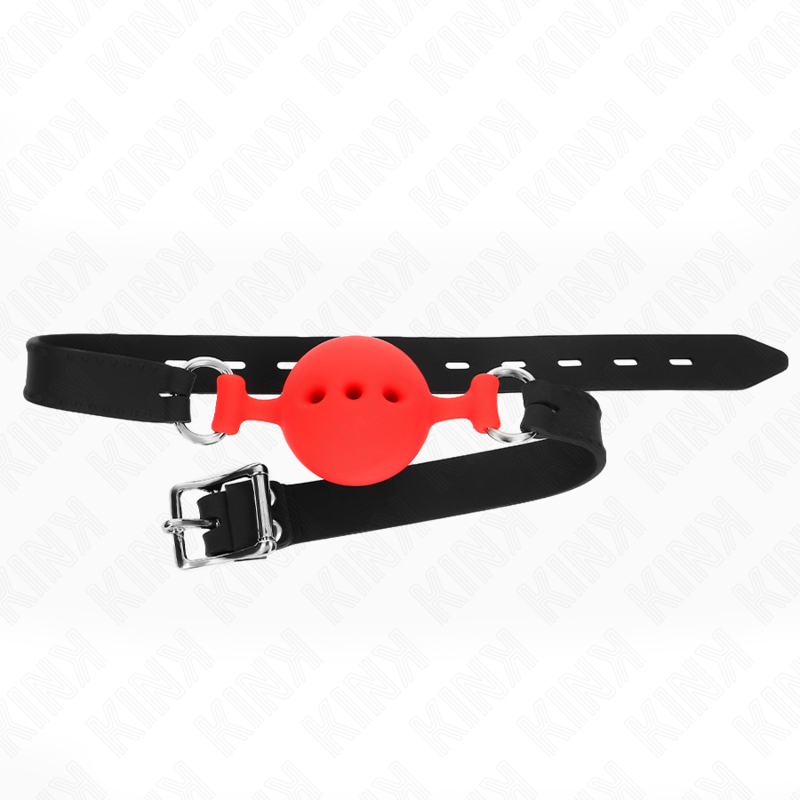 Kink Collar & Gag Kink - Full Silicone Gag 55 X 2 Cm With 4.5 Cm Ball Size M Red Adjustable 35-51 Cm