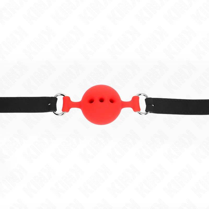 Kink Collar & Gag Kink - Full Silicone Gag 55 X 2 Cm With 4.5 Cm Ball Size M Red Adjustable 35-51 Cm