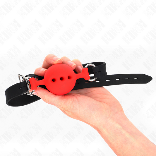 Kink Collar & Gag Kink - Full Silicone Gag 55 X 2 Cm With 4.5 Cm Ball Size M Red Adjustable 35-51 Cm