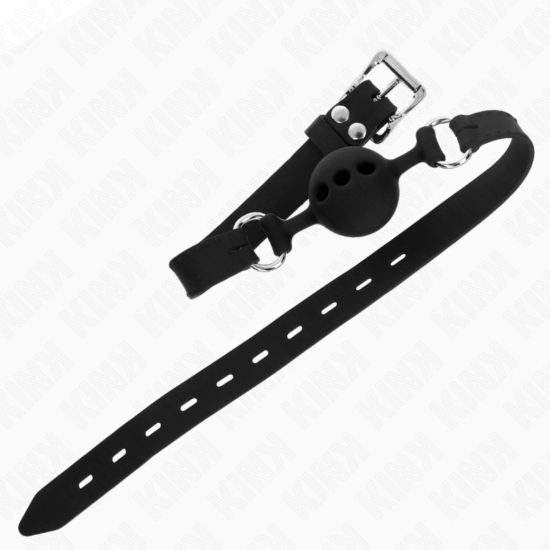 Kink Collar & Gag Kink - Full Silicone Gag 55 X 2 Cm With 4 Cm Ball Size S Black Adjustable 35-51 Cm