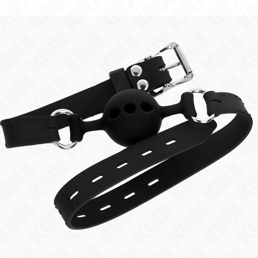 Kink Collar & Gag Kink - Full Silicone Gag 55 X 2 Cm With 4 Cm Ball Size S Black Adjustable 35-51 Cm