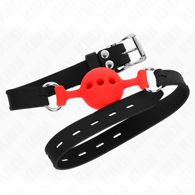 Kink Collar & Gag Kink - Full Silicone Gag 55 X 2 Cm With 4 Cm Ball Size S Red Adjustable 35-51 Cm