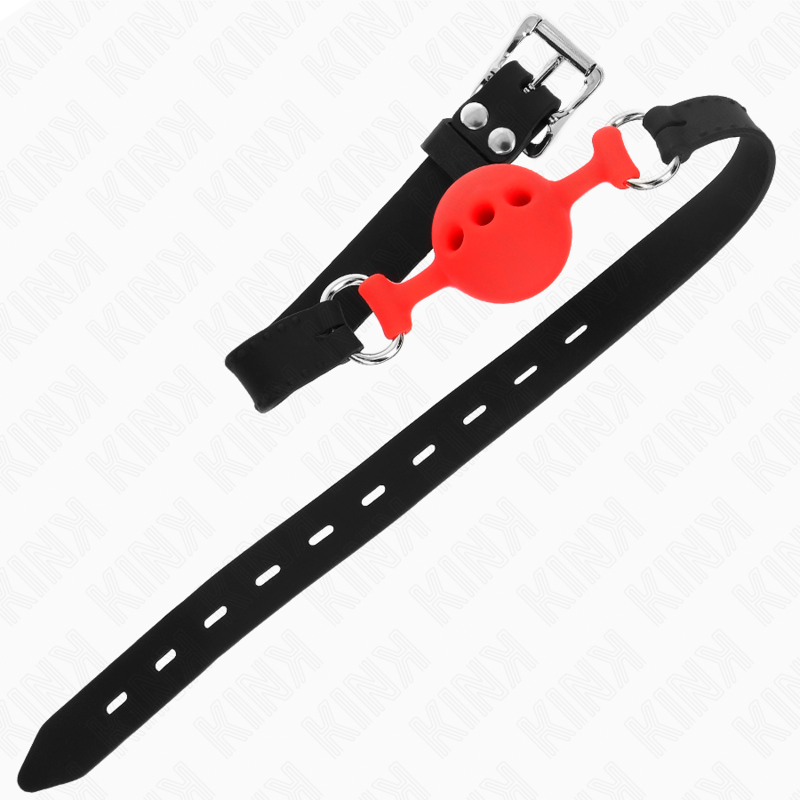 Kink Collar & Gag Kink - Full Silicone Gag 55 X 2 Cm With 4 Cm Ball Size S Red Adjustable 35-51 Cm