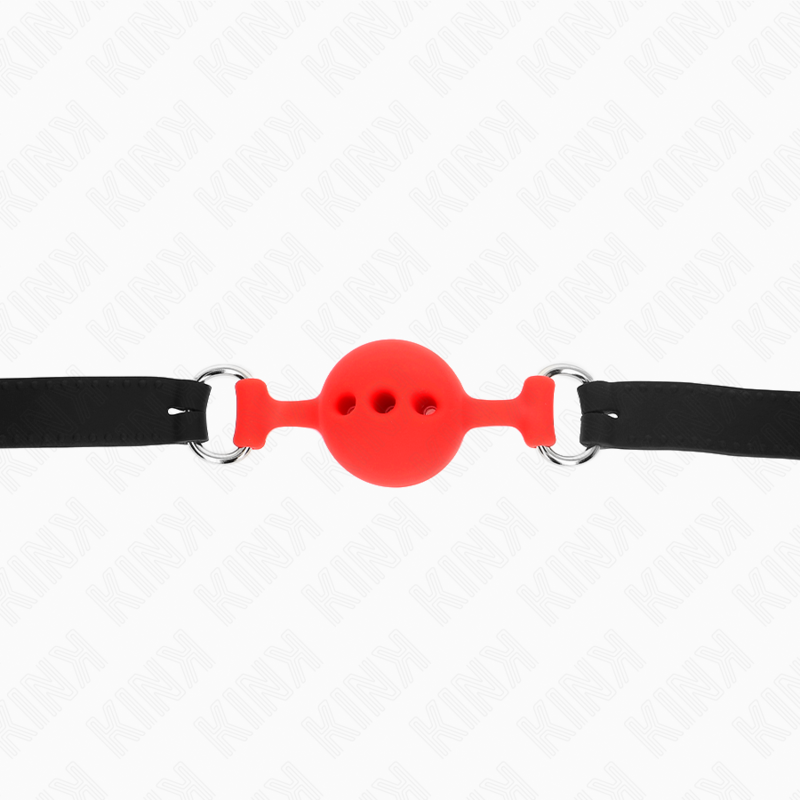 Kink Collar & Gag Kink - Full Silicone Gag 55 X 2 Cm With 4 Cm Ball Size S Red Adjustable 35-51 Cm