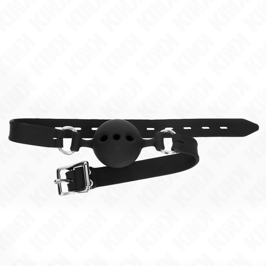 Kink Collar & Gag Kink - Full Silicone Gag 55 X 2 Cm With 5 Cm Ball Size L Black Adjustable 35-51 Cm