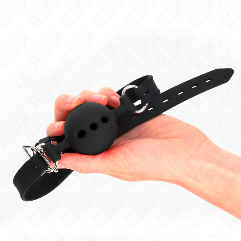 Kink Collar & Gag Kink - Full Silicone Gag 55 X 2 Cm With 5 Cm Ball Size L Black Adjustable 35-51 Cm