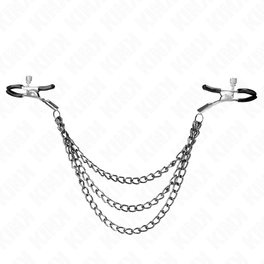 Kink Nipple Grip Kink - Nipple Clamps With 3 Chains Black 20/23/28 Cm
