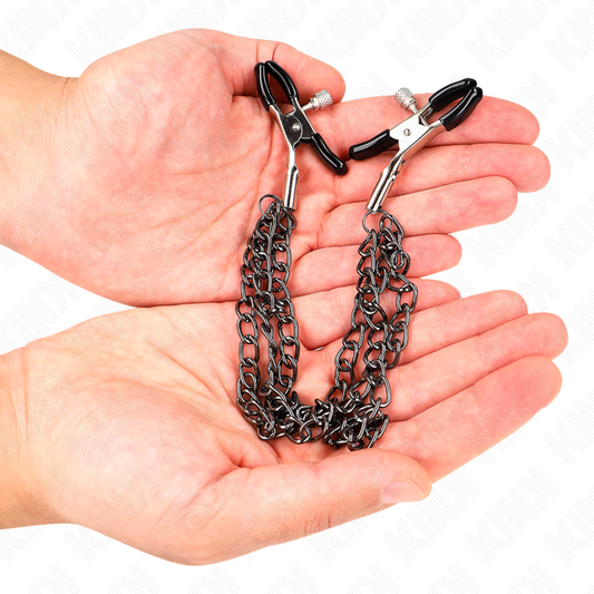 Kink Nipple Grip Kink - Nipple Clamps With 3 Chains Black 20/23/28 Cm