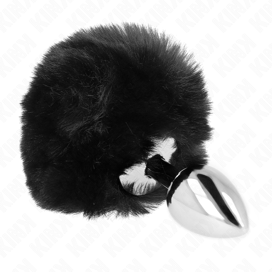 Kink Pleasure Plugs Kink - Stainless Steel Plug 7 X 3 Cm With Black Faux Fur Rabbit Tail 8 Cm