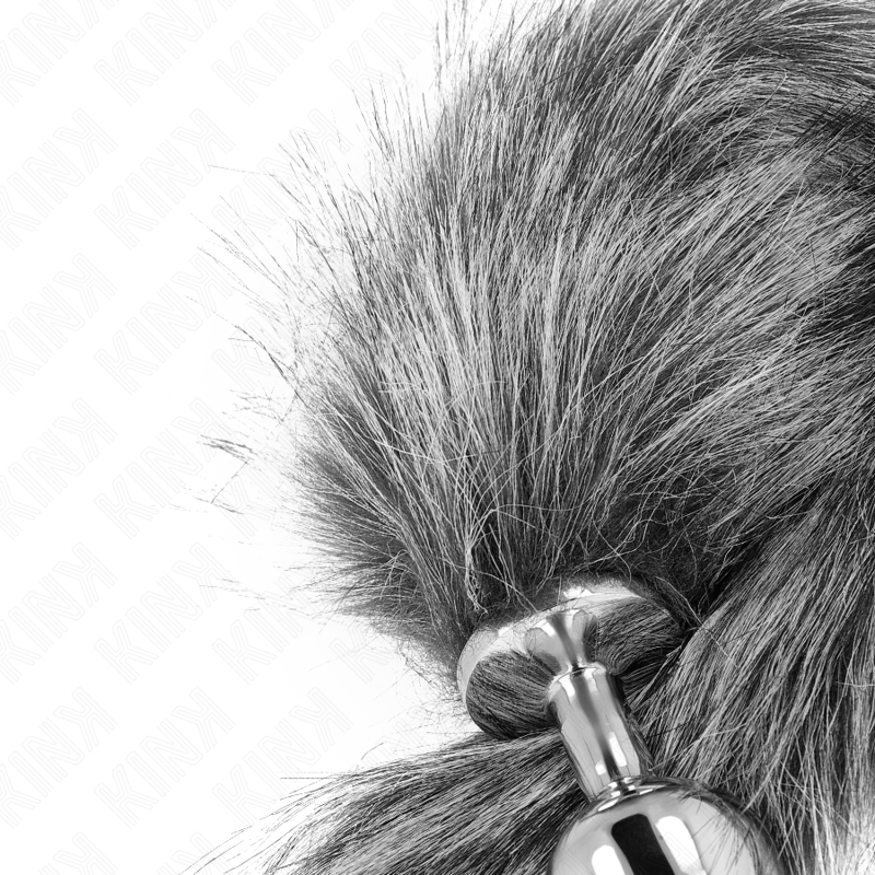 Kink Pleasure Plugs Kink - Anal Plug Size M 8 X 3.5 Cm With Synthetic Tail 40 Cm Grey