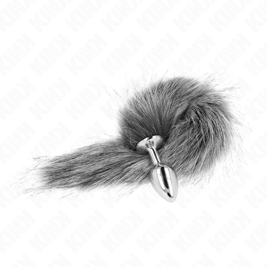 Kink Pleasure Plugs Kink - Anal Plug Size S 7 X 3 Cm With Synthetic Tail 40 Cm Grey