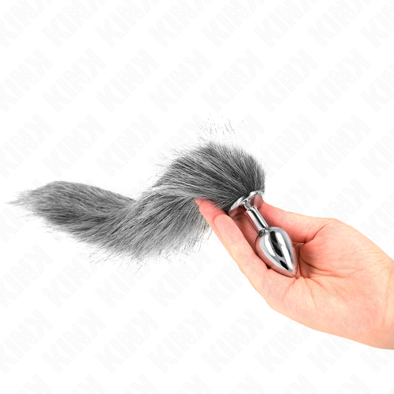 Kink Pleasure Plugs Kink - Anal Plug Size S 7 X 3 Cm With Synthetic Tail 40 Cm Grey