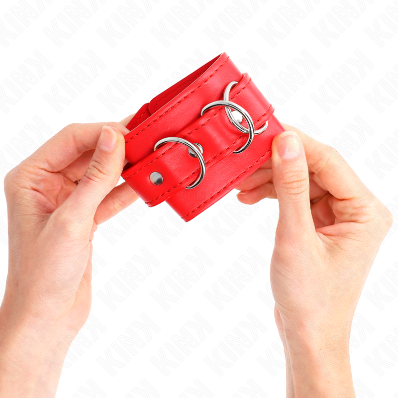 Kink Wrist Restraint Kink - 3 D-Ring Wrist Restraints Adjustable Red 17.5-25 Cm X 6 Cm