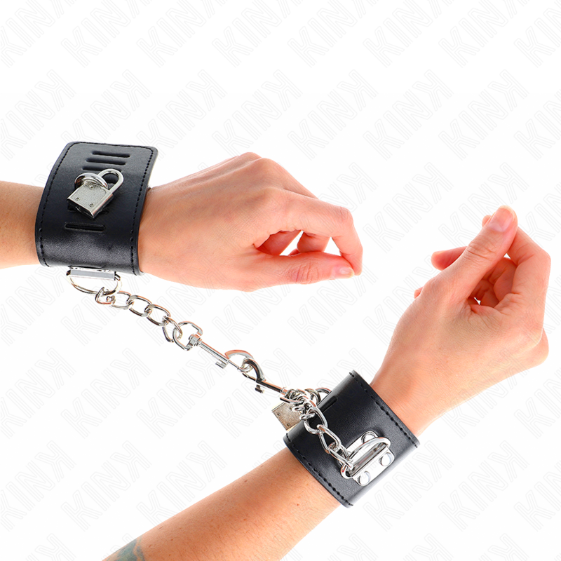 Kink Wrist Restraint Kink - Wrist Restraints With Padlock Closure Black Adjustable 16-23 Cm X 5.5 Cm