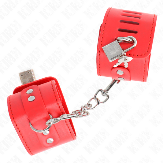 Kink Wrist Restraint Kink - Wrist Restraints With Padlock Closure Red Adjustable 16-23 Cm X 5.5 Cm
