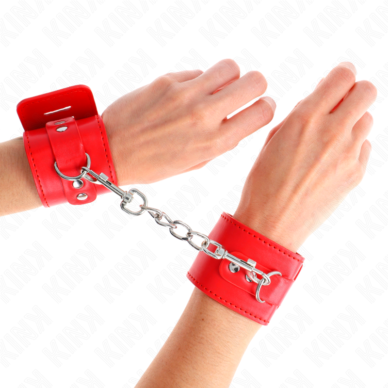 Kink Wrist Restraint Kink - Wrist Restraints With Padlock Closure Red Adjustable 16-23 Cm X 5.5 Cm