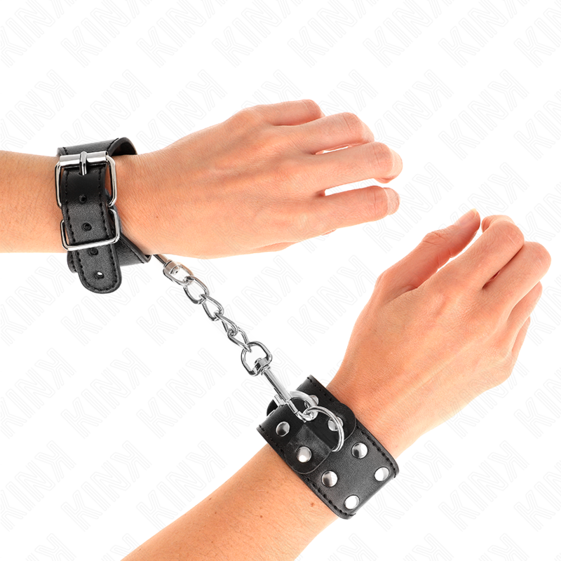Kink Wrist Restraint Kink - Wristbands With Double Line Of Adjustable Studs Black