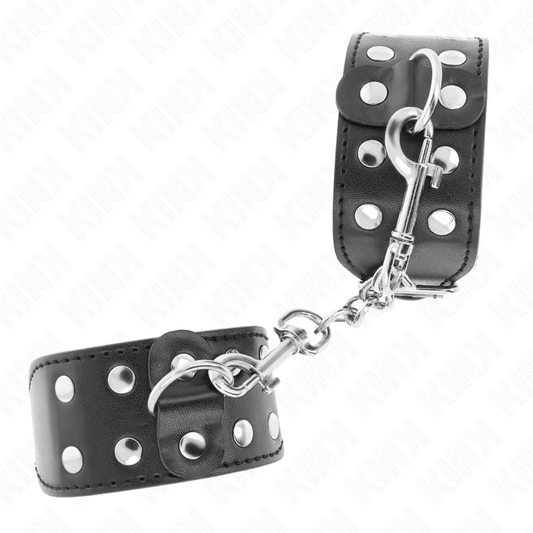 Kink Wrist Restraint Kink - Wristbands With Double Line Of Adjustable Studs Black