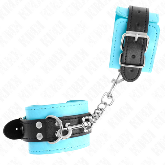 Kink Wrist Restraint Kink - Hook Wrist Restraints Blue Fur Lined Adjustable 20-28 Cm X 5.5 Cm