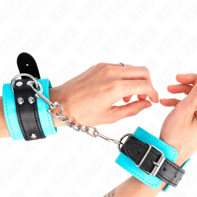 Kink Wrist Restraint Kink - Hook Wrist Restraints Blue Fur Lined Adjustable 20-28 Cm X 5.5 Cm