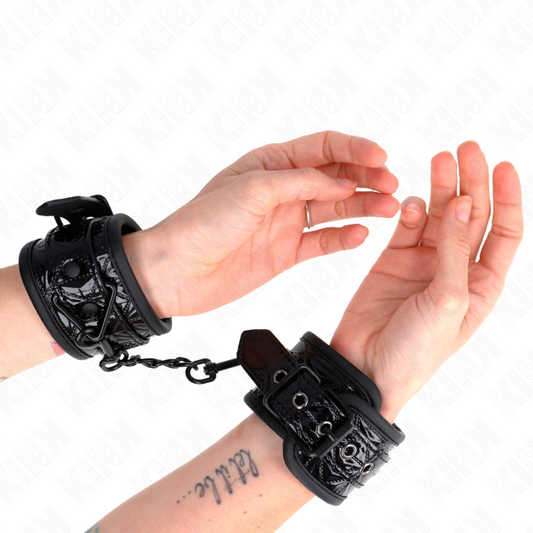 Kink Wrist Restraint Kink - Diamond Pattern Wrist Restraints Black Adjustable 17-26 Cm X 5.5 Cm