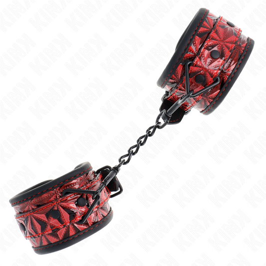 Kink Wrist Restraint Kink - Diamond Pattern Wrist Restraints Dark Red Adjustable 17-26 Cm X 5.5 Cm