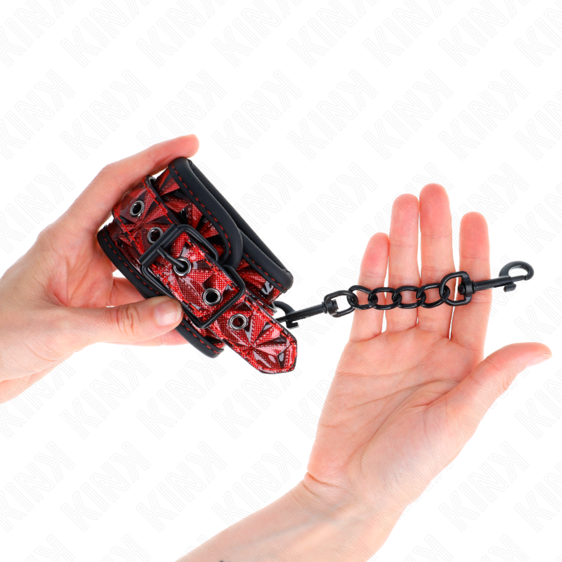 Kink Wrist Restraint Kink - Diamond Pattern Wrist Restraints Dark Red Adjustable 17-26 Cm X 5.5 Cm