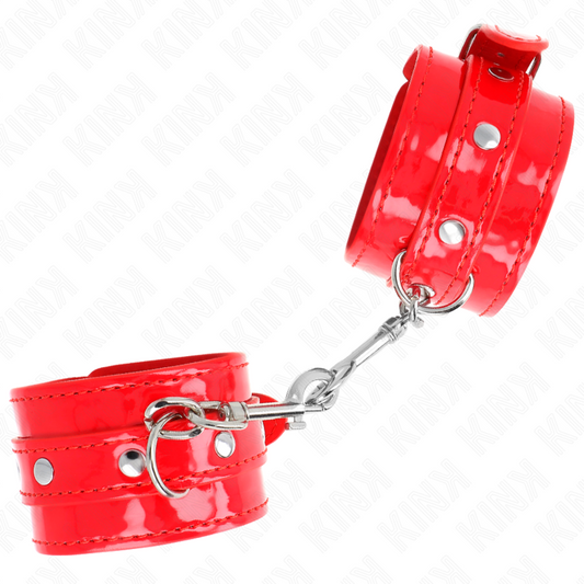 Kink Wrist Restraint Kink - Shiny Hand Cuffs Red Adjustable 23-33 Cm