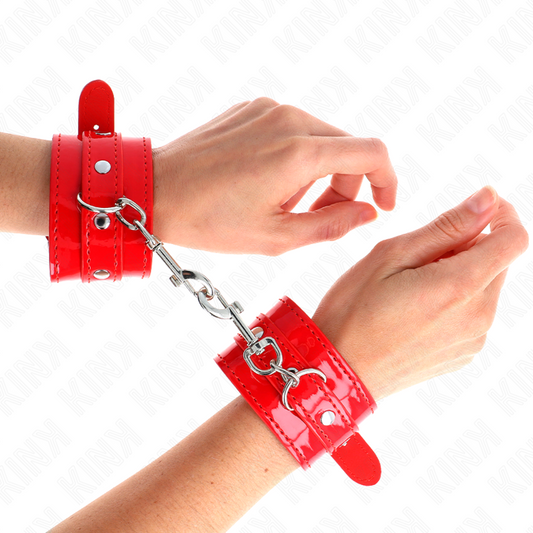 Kink Wrist Restraint Kink - Shiny Hand Cuffs Red Adjustable 23-33 Cm