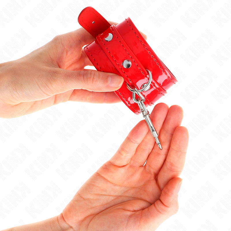 Kink Wrist Restraint Kink - Shiny Hand Cuffs Red Adjustable 23-33 Cm