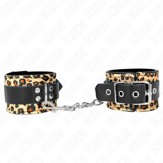 Kink Wrist Restraint Kink - Leopard Real Leather Wrist Restraint Adjustable 18-29 Cm X 5.5 Cm