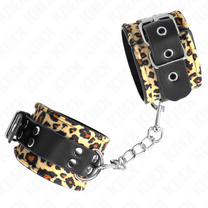 Kink Wrist Restraint Kink - Leopard Real Leather Wrist Restraint Adjustable 18-29 Cm X 5.5 Cm