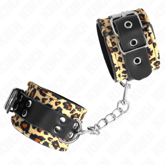 Kink Wrist Restraint Kink - Leopard Real Leather Wrist Restraint Adjustable 18-29 Cm X 5.5 Cm