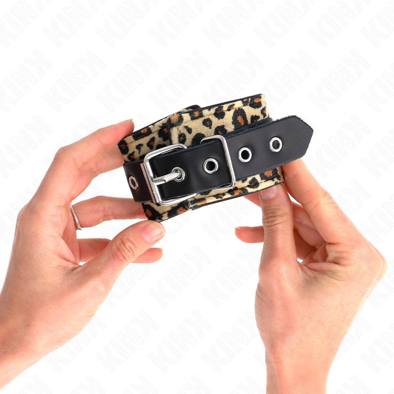 Kink Wrist Restraint Kink - Leopard Real Leather Wrist Restraint Adjustable 18-29 Cm X 5.5 Cm