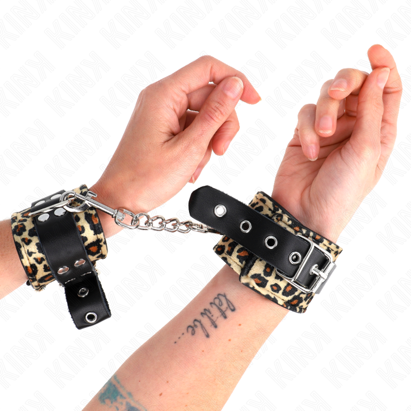 Kink Wrist Restraint Kink - Leopard Real Leather Wrist Restraint Adjustable 18-29 Cm X 5.5 Cm
