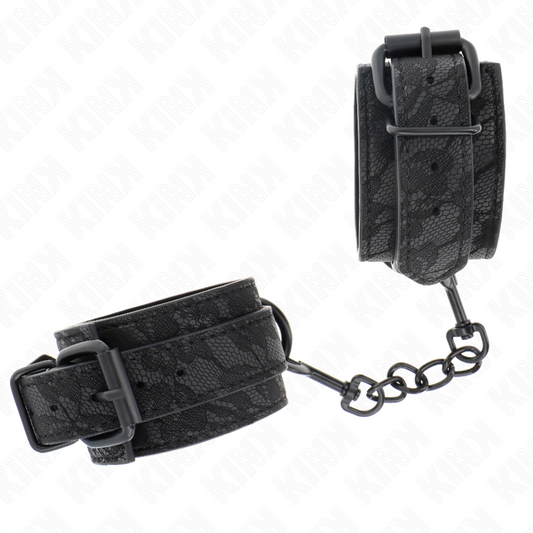 Kink Wrist Restraint Kink - Dark Lace Covered Wrist Cuffs Adjustable Black 19-26 Cm