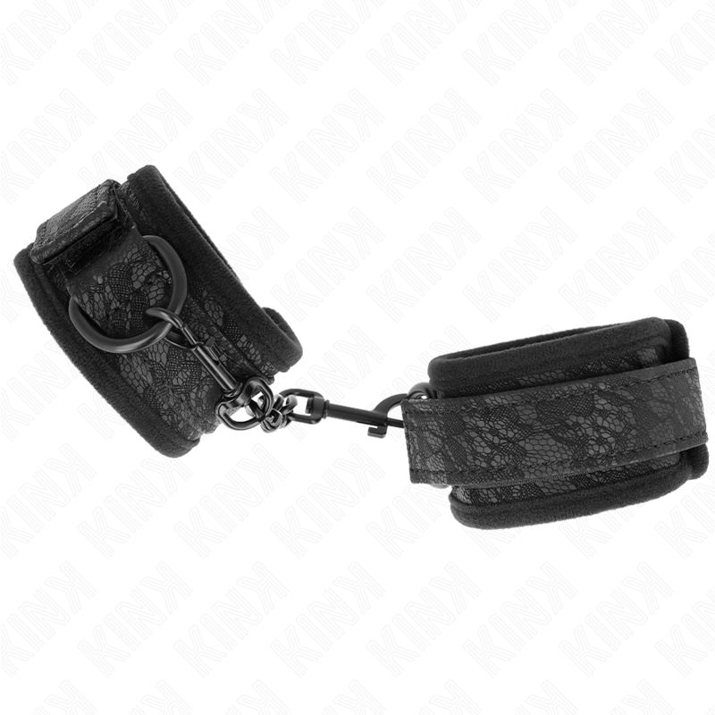Kink Wrist Restraint Kink - Dark Lace Covered Wrist Cuffs Neoprene Adjustable Black 20-29 Cm X 5 Cm
