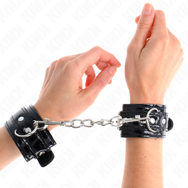 Kink Wrist Restraint Kink - Shiny Neoprene Wrist Cuffs Adjustable 17-24 Cm X 4.5 Cm