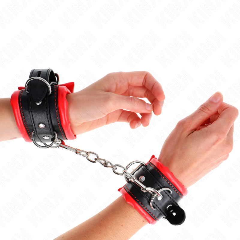Kink Wrist Restraint Kink - Heavy Wrist Restraints With Red Fur Lined Adjustable 20-30 Cm X 6 Cm