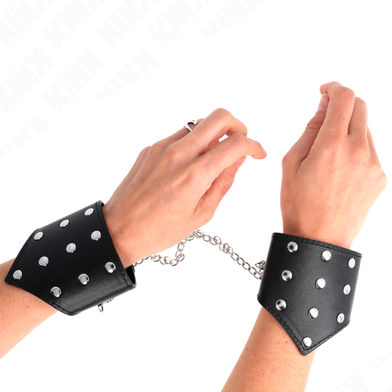 Kink Wrist Restraint Kink - Black Point Style Wristbands With Chain Adjustable 17-23 Cm X 8.5 Cm