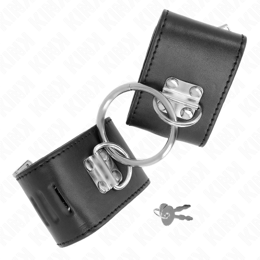 Kink Wrist Restraint Kink - Fixed Wrist Restraints With Ring And Padlock Closure Black Adjustable 16-23 Cm X 5.5 Cm