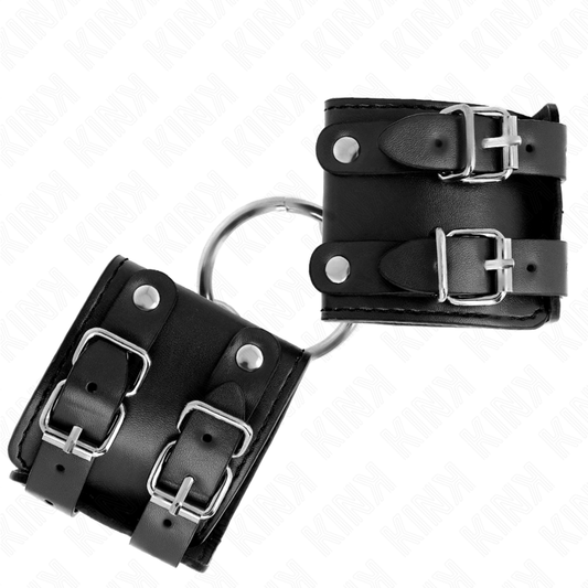 Kink Wrist Restraint Kink - Fixed Wrist Restraints With Ring And Studs Adjustable Black 17-22 Cm X 6.5 Cm