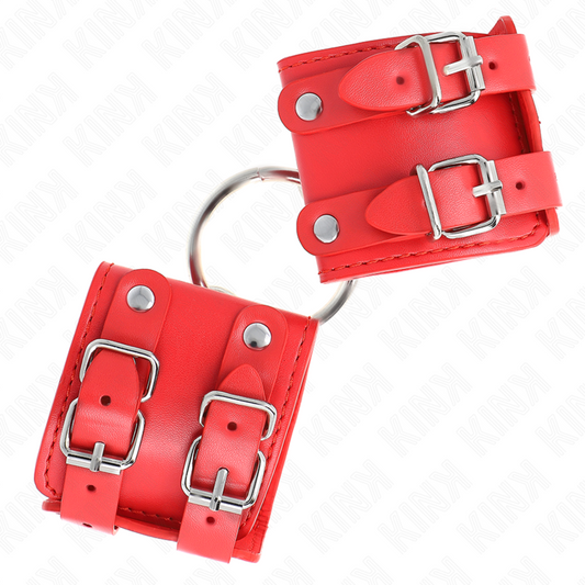 Kink Wrist Restraint Kink - Fixed Wrist Restraints With Ring And Studs Adjustable Red 17-22 Cm X 6.5 Cm