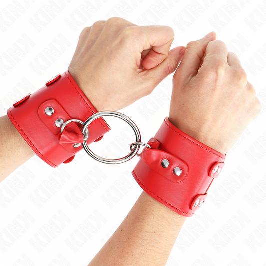 Kink Wrist Restraint Kink - Fixed Wrist Restraints With Ring And Studs Adjustable Red 17-22 Cm X 6.5 Cm